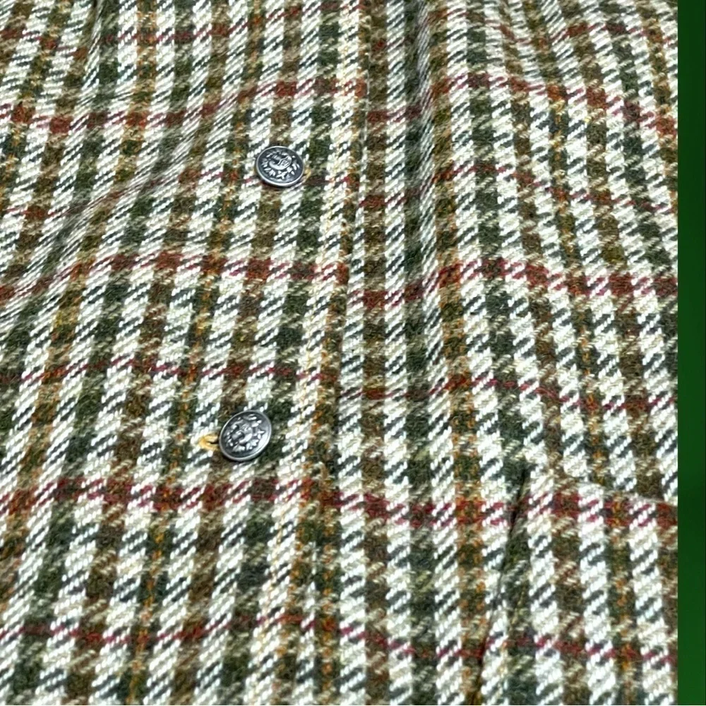VTG Hooded Golden Quilt Lined Wool Check Cape Ornate Button One Size Heavyweight - Picture 6 of 16